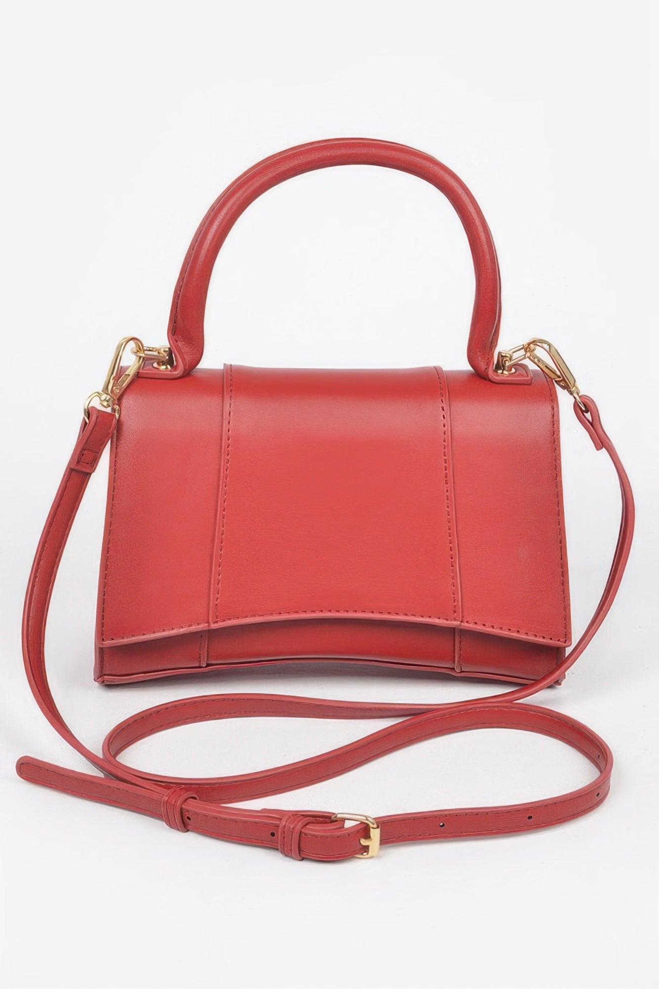 Structured top handle handbag detail view