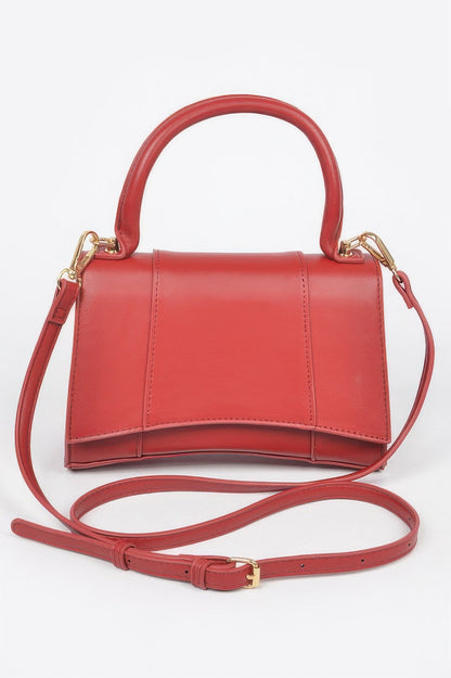 Structured top handle handbag detail view