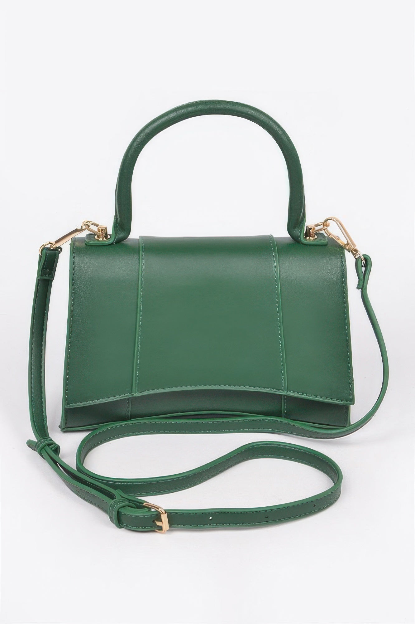 Structured top handle handbag detail view