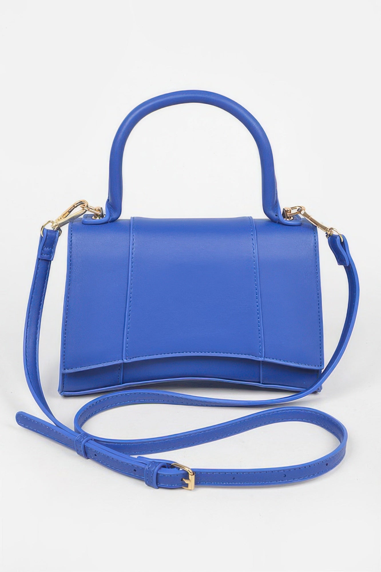 Structured top handle handbag detail view
