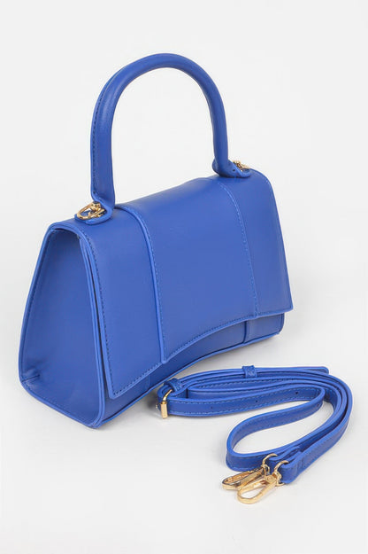 Structured top handle handbag detail view