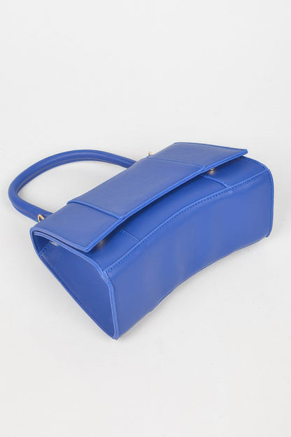 Structured top handle handbag detail view