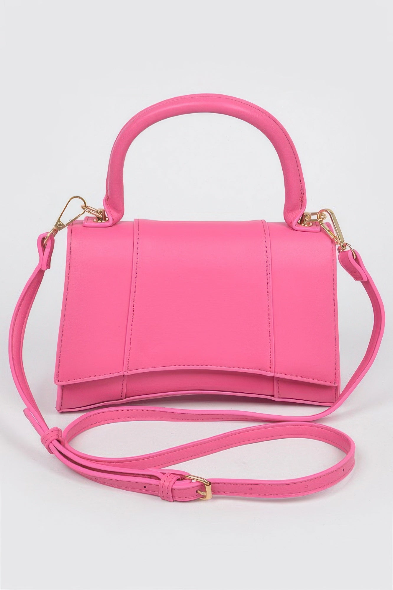 Structured top handle handbag detail view