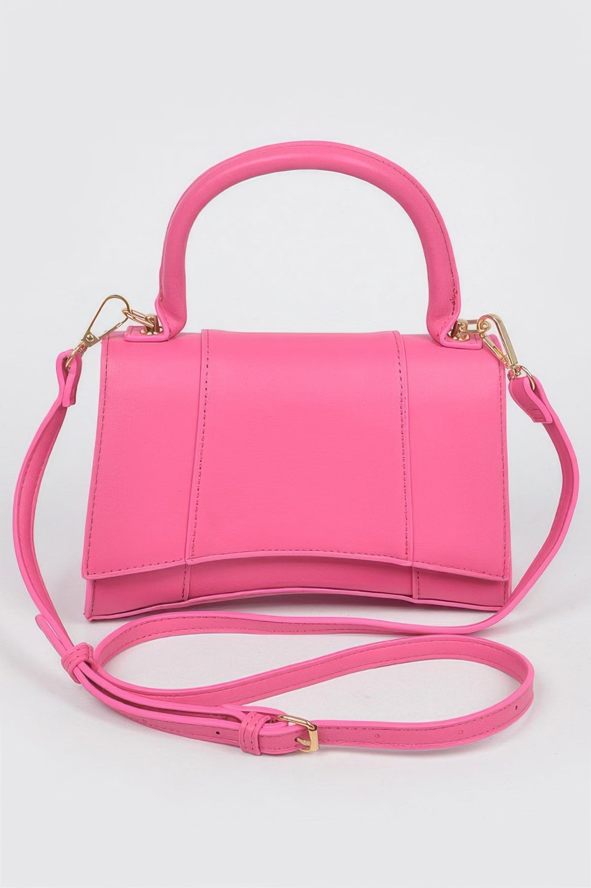 Structured top handle handbag detail view