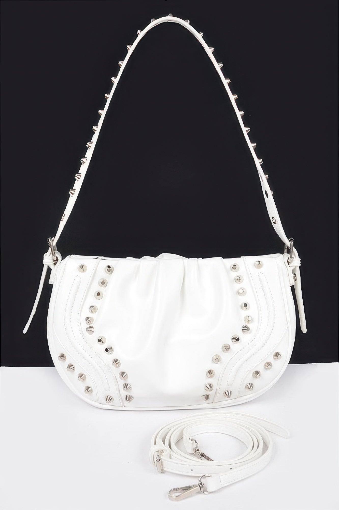 White studded shoulder handbag by The Simple Co.