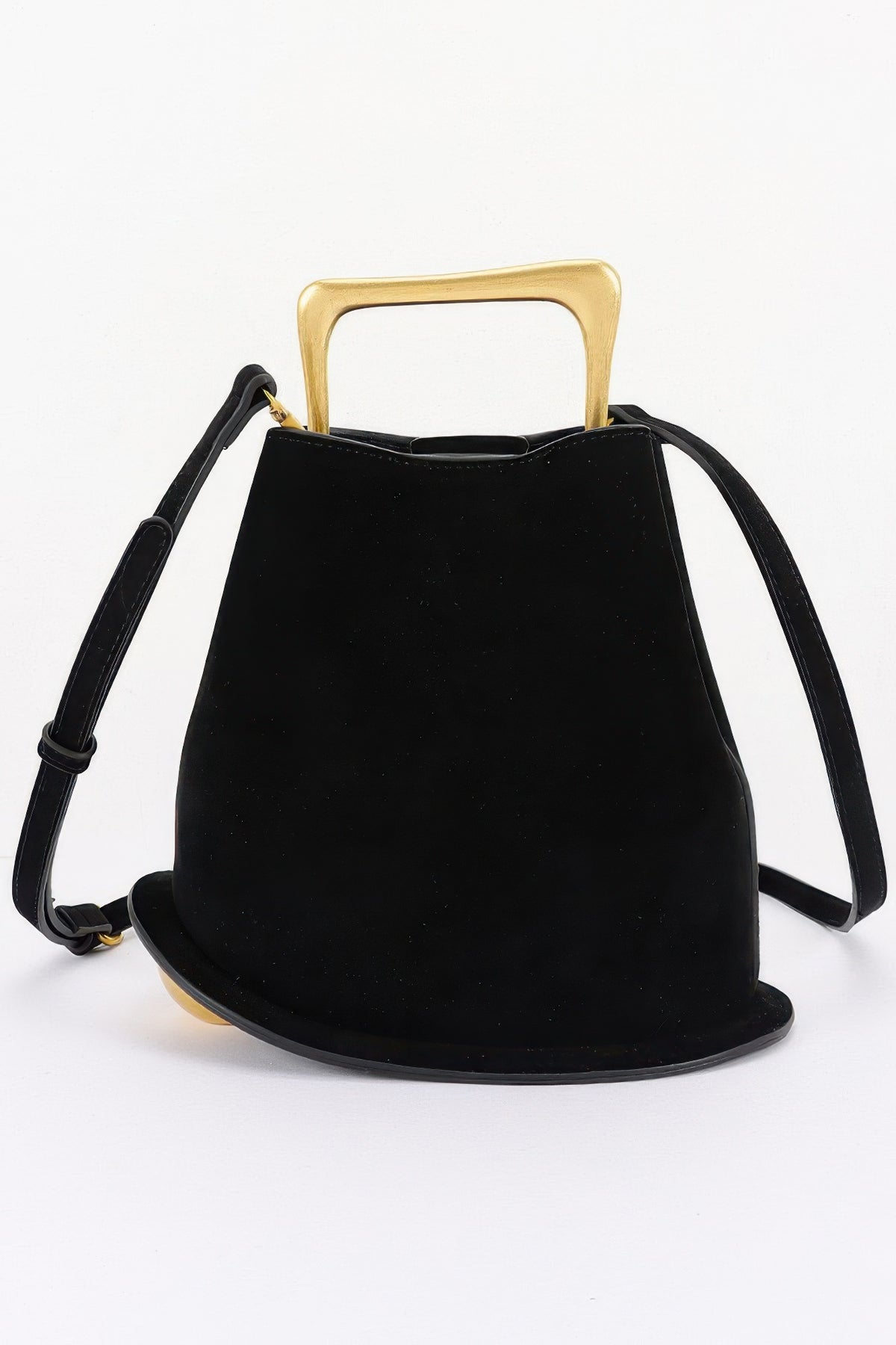 Suede effect metal handle handbag by The Simple Co.