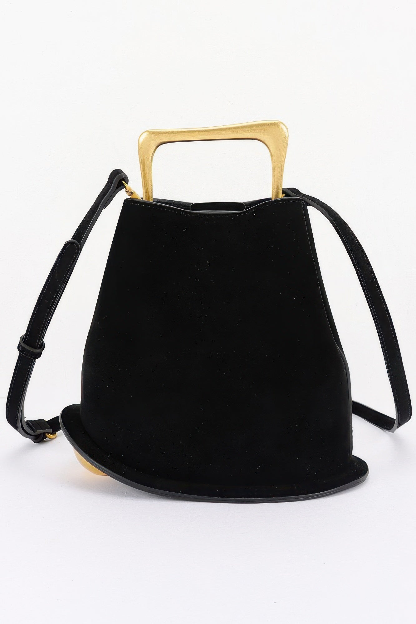 Suede effect metal handle handbag by The Simple Co.
