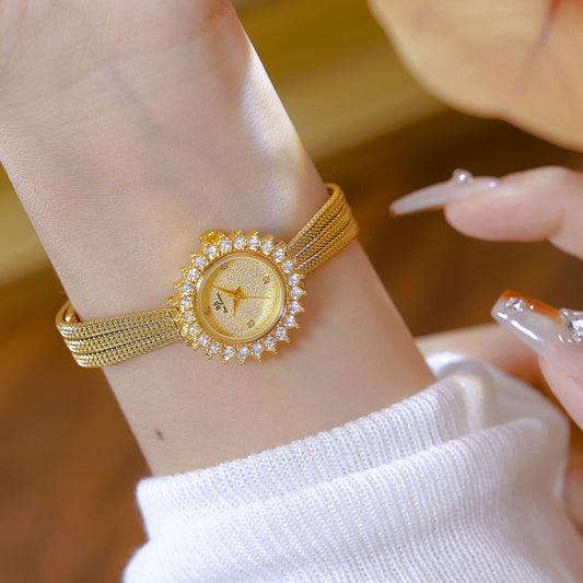 Sun - Patterned Gesang Flower Watch - Light Luxury – Minimal Elegance | The Simple Co – Women's Watches, minimalist style, quiet luxury aesthetic, modern essential – The Simple Co.
