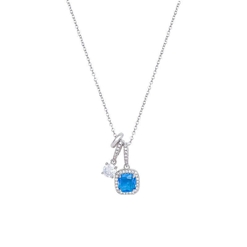 Super Shiny Blue Zircon Necklace - High - End Clavicle Chain – Minimal Elegance | The Simple Co – Necklaces (Minimalist / Statement / Unis, minimalist style, quiet luxury aesthetic, modern essential – The Simple Co.