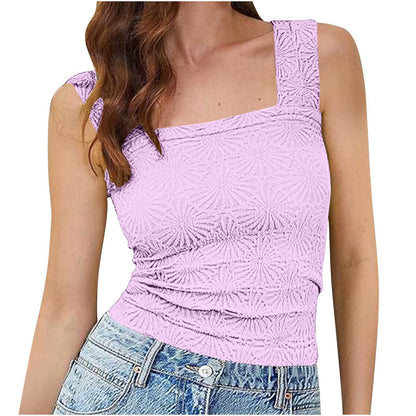 Textured Square Neck Summer Top – Sleeveless Tops, minimalist style, quiet luxury aesthetic, modern essential – The Simple Co.