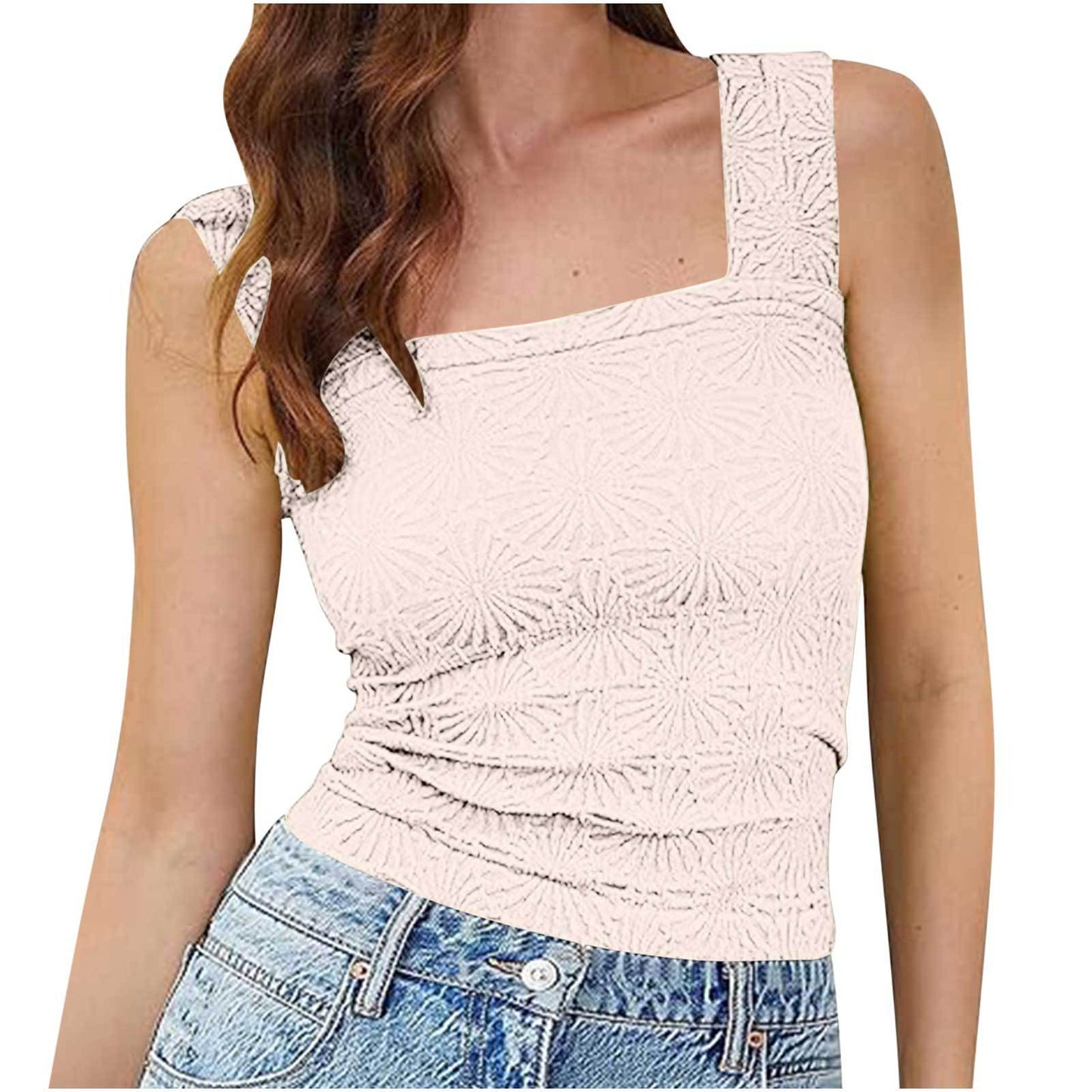 Textured Square Neck Summer Top – Sleeveless Tops, minimalist style, quiet luxury aesthetic, modern essential – The Simple Co.
