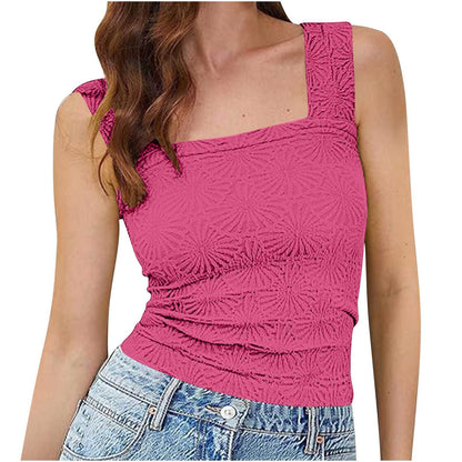 Textured Square Neck Summer Top – Sleeveless Tops, minimalist style, quiet luxury aesthetic, modern essential – The Simple Co.
