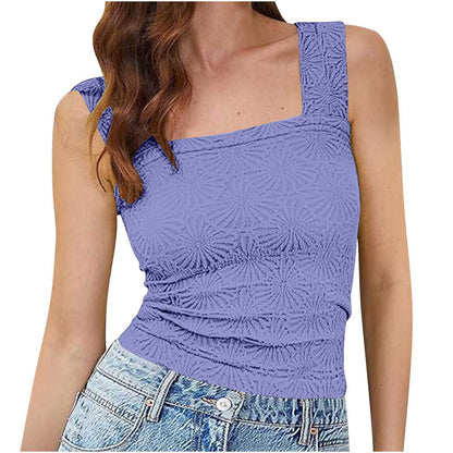 Textured Square Neck Summer Top – Sleeveless Tops, minimalist style, quiet luxury aesthetic, modern essential – The Simple Co.