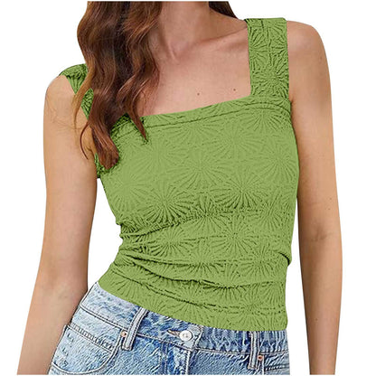 Textured Square Neck Summer Top – Sleeveless Tops, minimalist style, quiet luxury aesthetic, modern essential – The Simple Co.