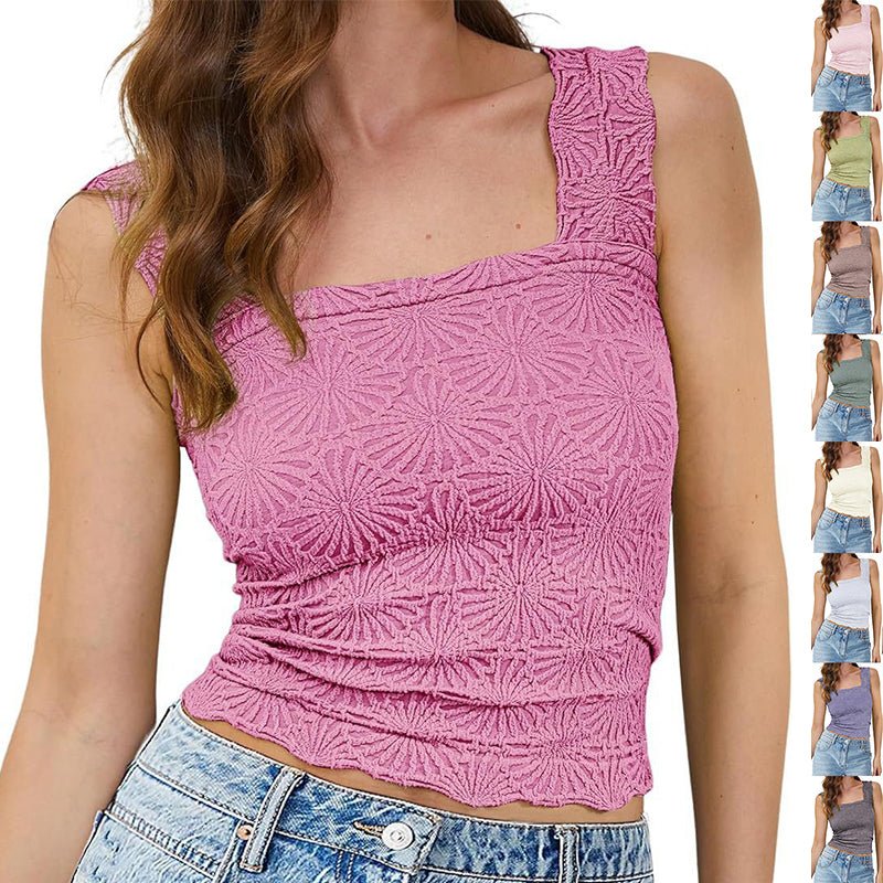 Textured Square Neck Summer Top – Sleeveless Tops, minimalist style, quiet luxury aesthetic, modern essential – The Simple Co.