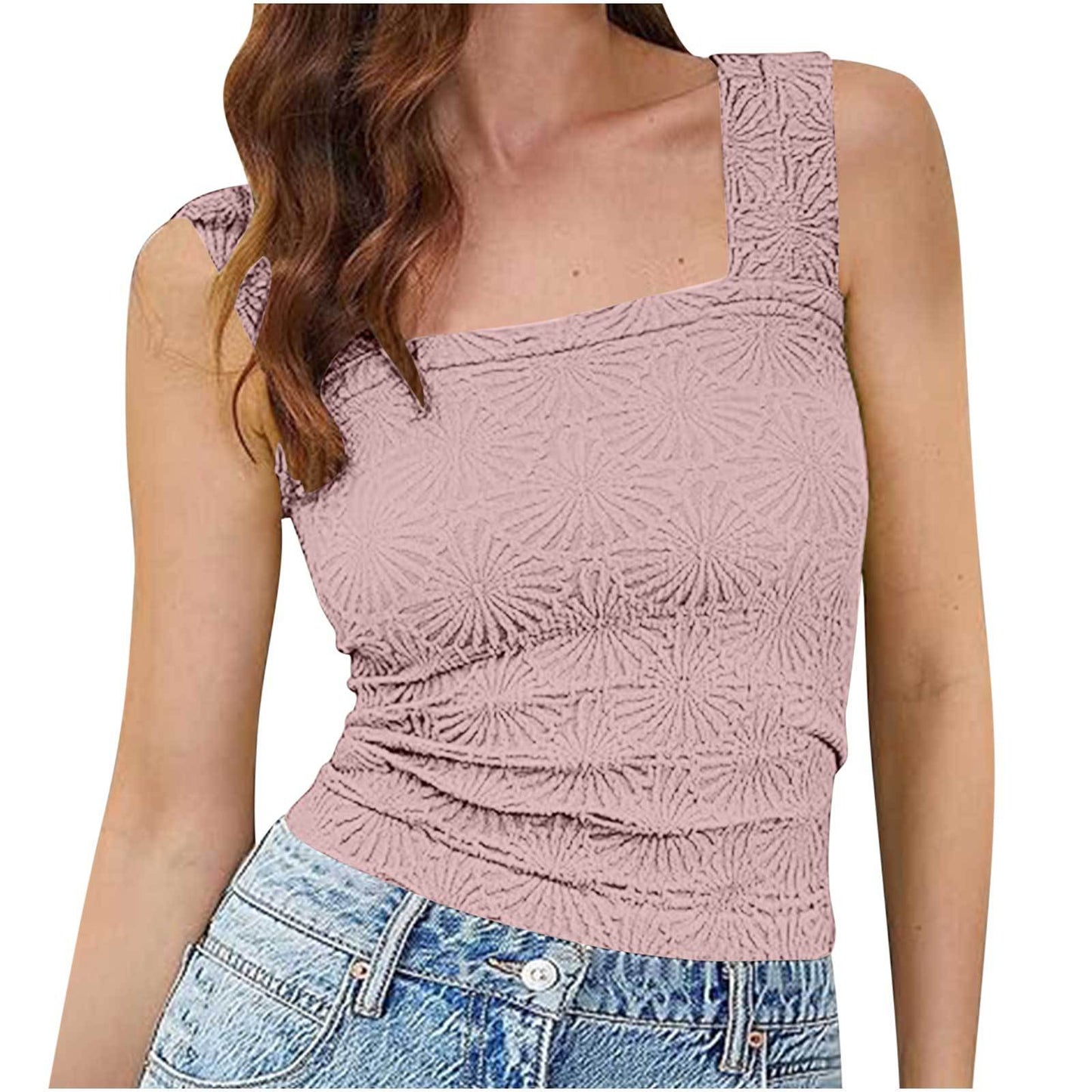 Textured Square Neck Summer Top – Sleeveless Tops, minimalist style, quiet luxury aesthetic, modern essential – The Simple Co.