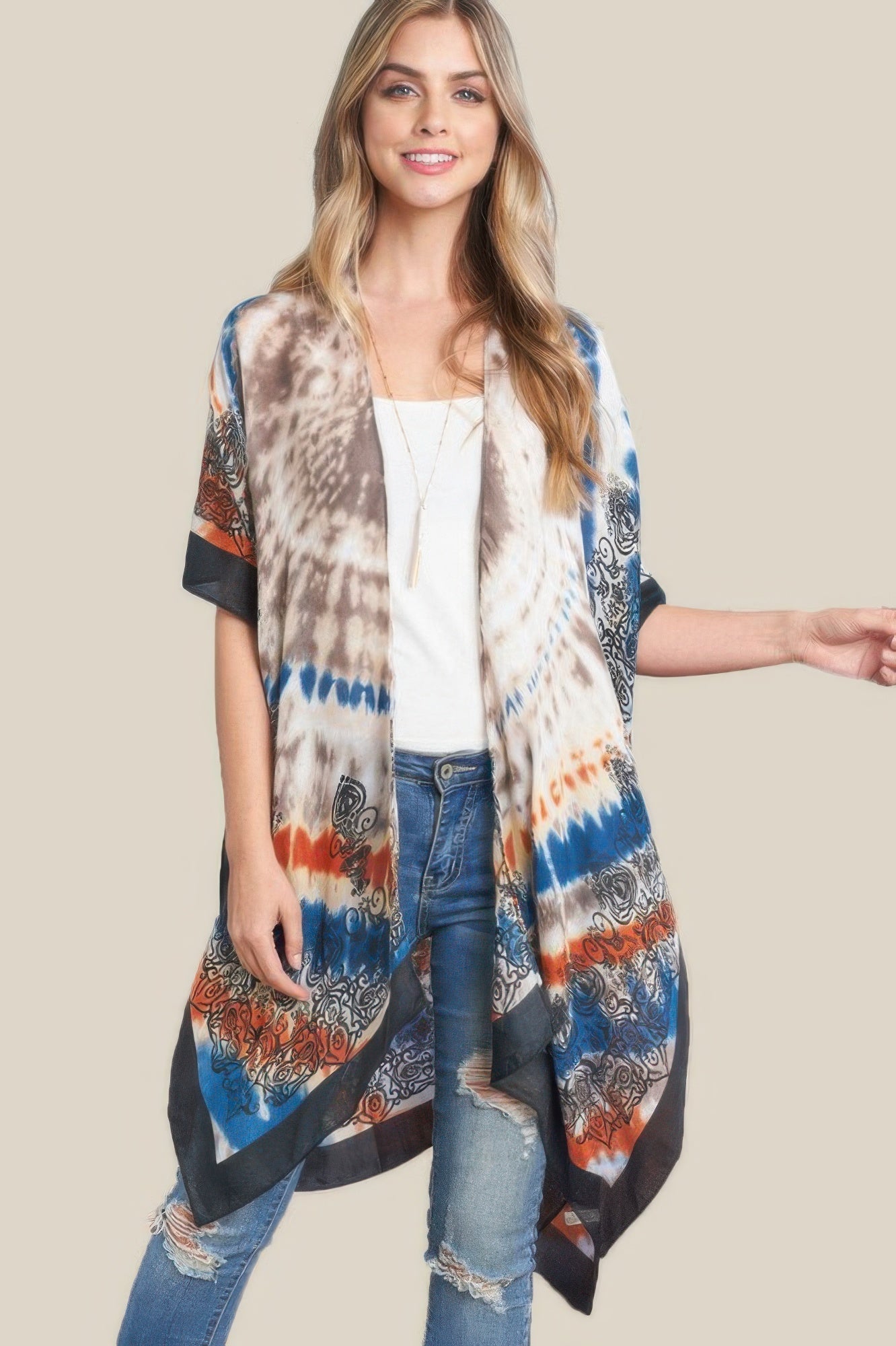 Tie-Dye Open-Front Kimono Layer – Light Layers, minimalist style, quiet luxury aesthetic, modern essential – The Simple Co.