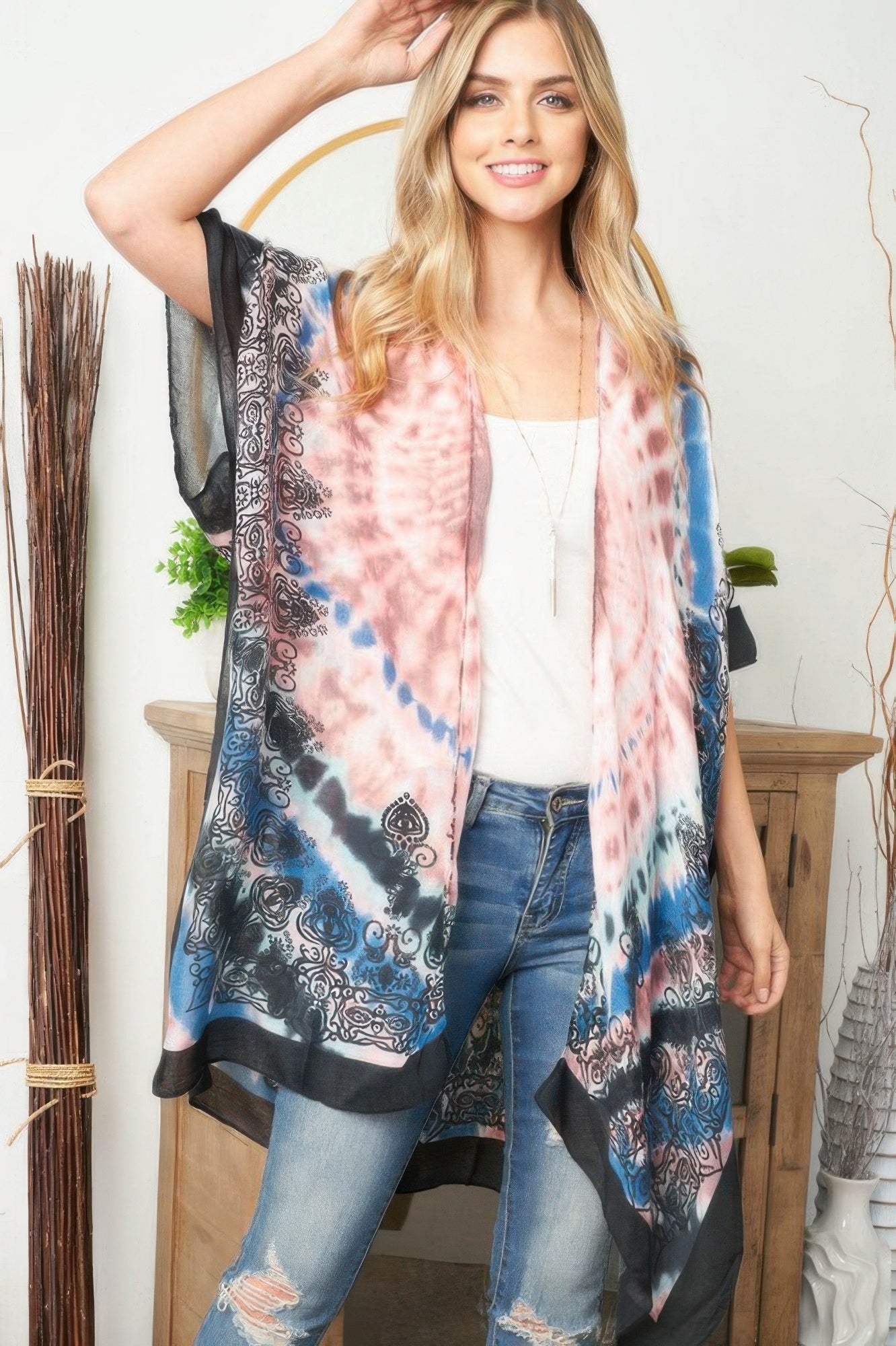 Tie-Dye Open-Front Kimono Layer – Light Layers, minimalist style, quiet luxury aesthetic, modern essential – The Simple Co.
