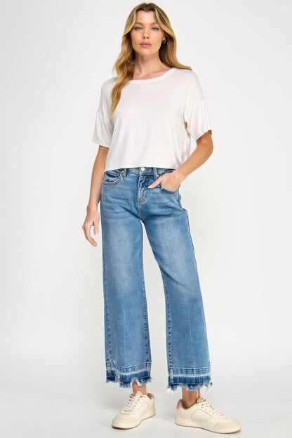 Tummy-Control Cropped Wide-Leg Jeans – Jeans, minimalist style, quiet luxury aesthetic, modern essential – The Simple Co.