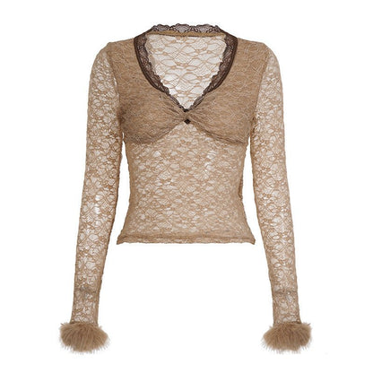 Twist V - Neck Lace Base Top - Sexy & Elegant – Minimal Elegance | The Simple Co – Women's Tops, minimalist style, quiet luxury aesthetic, modern essential – The Simple Co.