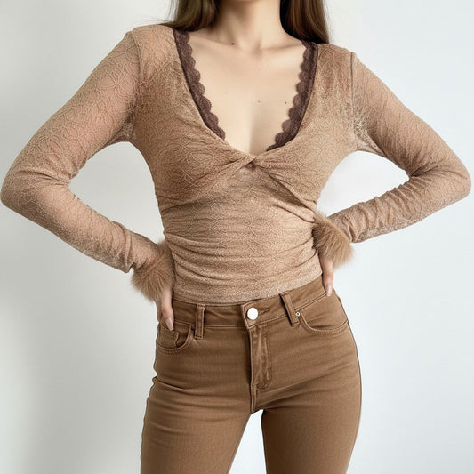 Twist V - Neck Lace Base Top - Sexy & Elegant – Minimal Elegance | The Simple Co – Women's Tops, minimalist style, quiet luxury aesthetic, modern essential – The Simple Co.