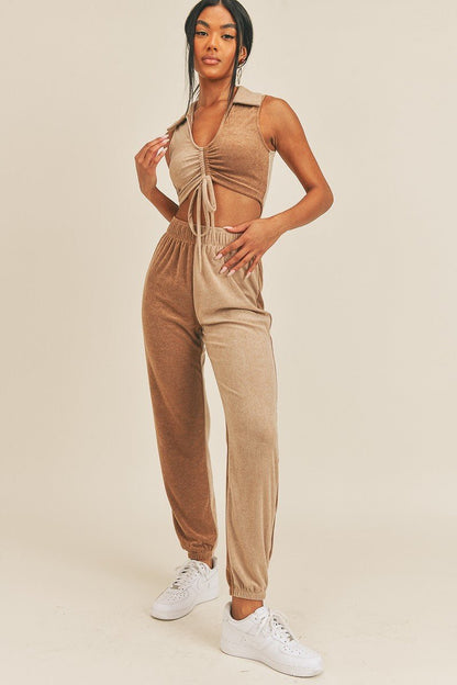 Two-Tone Polo Top & Jogger Set – Sets, minimalist style, quiet luxury aesthetic, modern essential – The Simple Co.
