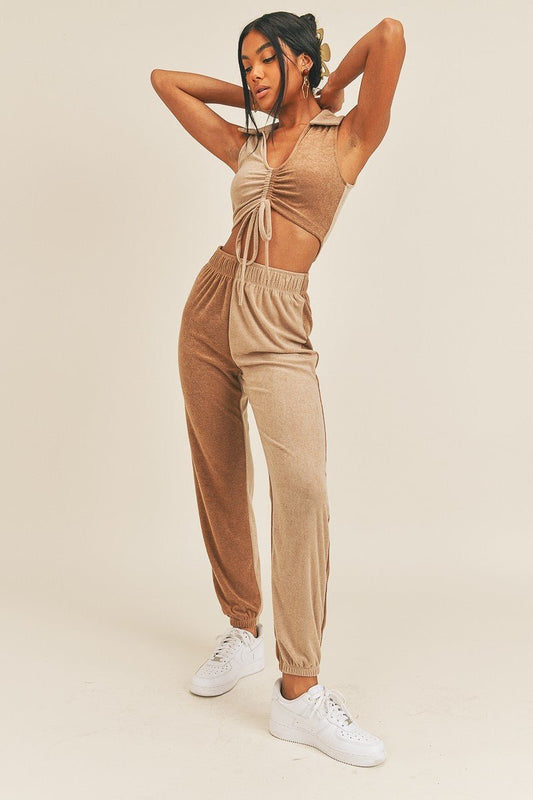 Two-Tone Polo Top & Jogger Set – Sets, minimalist style, quiet luxury aesthetic, modern essential – The Simple Co.