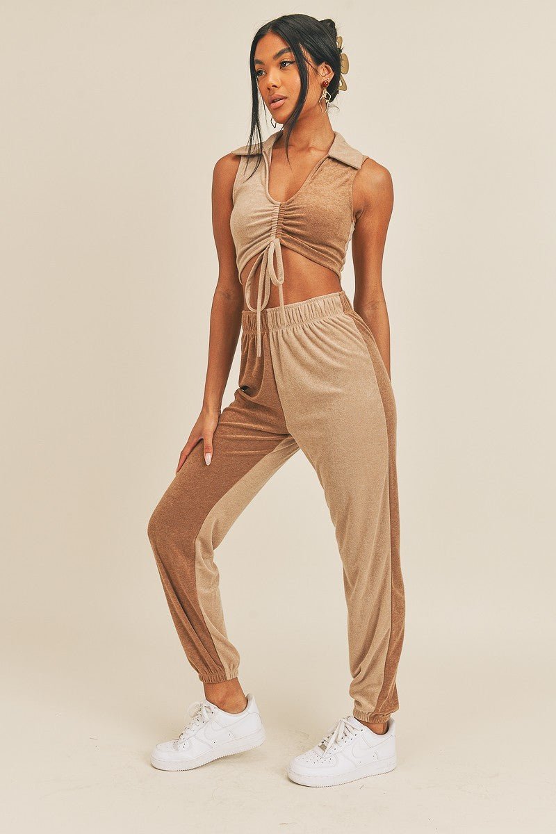 Two-Tone Polo Top & Jogger Set – Sets, minimalist style, quiet luxury aesthetic, modern essential – The Simple Co.