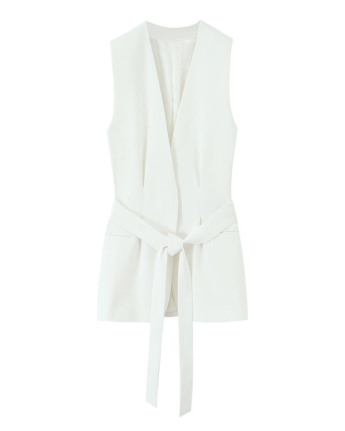 Belted Vest & Flared Trouser Separates — White Vest — 1600x2000
