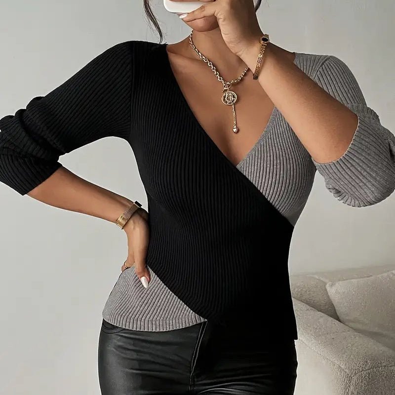 V - Neck Cross Front Sweater – Minimal Elegance | The Simple Co – Practical cottage, minimalist style, quiet luxury aesthetic, modern essential – The Simple Co.