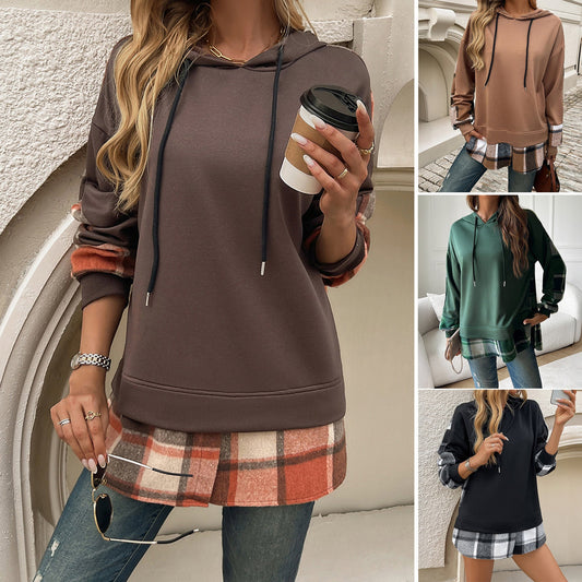 Vintage Oversized Hoodie - 2026 Winter Collection Plaid Patchwork Y2K Streetwear – Minimal Elegance | The Simple Co – Tops, minimalist style, quiet luxury aesthetic, modern essential – The Simple Co.