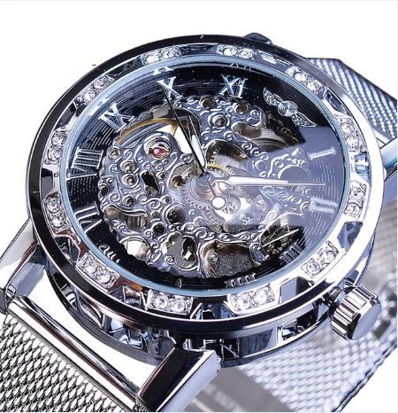 WINNER hollow diamond men's semi - automatic mechanical – Minimal Elegance | The Simple Co – Practical cottage, minimalist style, quiet luxury aesthetic, modern essential – The Simple Co.