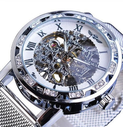 WINNER hollow diamond men's semi - automatic mechanical – Minimal Elegance | The Simple Co – Practical cottage, minimalist style, quiet luxury aesthetic, modern essential – The Simple Co.