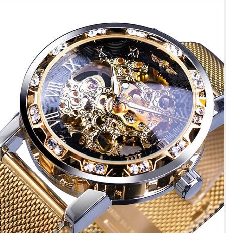 WINNER hollow diamond men's semi - automatic mechanical – Minimal Elegance | The Simple Co – Practical cottage, minimalist style, quiet luxury aesthetic, modern essential – The Simple Co.