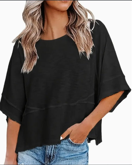 Women's Clothing Solid Color Crew Neck Loose Basic T-shirt – Versatile Spring/Summer | The Simple Co. – Apparel & Accessories > Clothing > Shirt, minimalist style, quiet luxury aesthetic, modern essential – The Simple Co.