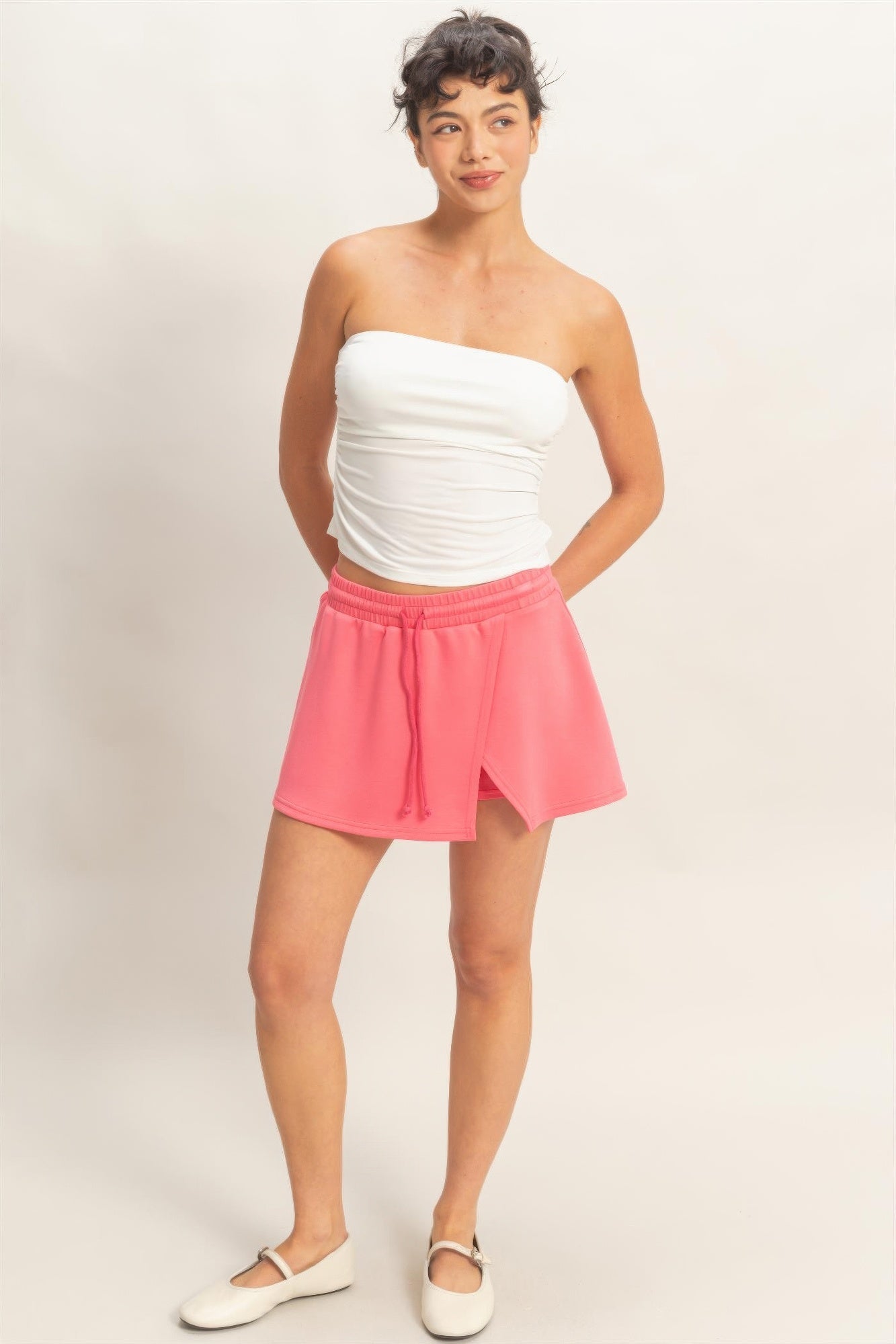 Wrap-Front Drawstring Skort – Skorts, minimalist style, quiet luxury aesthetic, modern essential – The Simple Co.